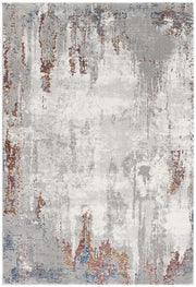 4' X 6' Gray And Ivory Modern Abstract Area Rug-Area Rugs-DECOROLALA