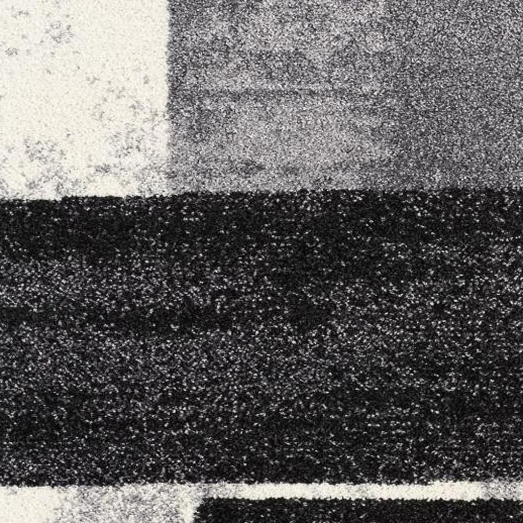 4' X 6' Gray Black and Brown Abstract Geometric Area Rug-Area Rugs-DECOROLALA