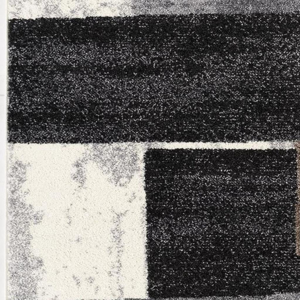 4' X 6' Gray Black and Brown Abstract Geometric Area Rug-Area Rugs-DECOROLALA