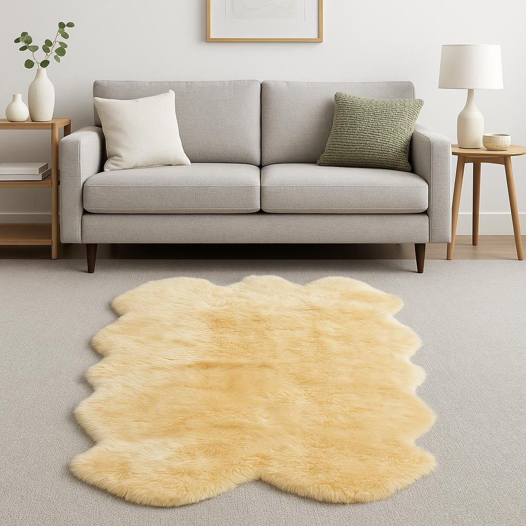 4' X 6' Gray Genuine Sheepskin Handmade Area Rug-Area Rugs-DECOROLALA