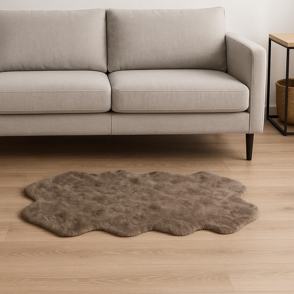 4' X 6' Gray Genuine Sheepskin Handmade Area Rug-Area Rugs-DECOROLALA