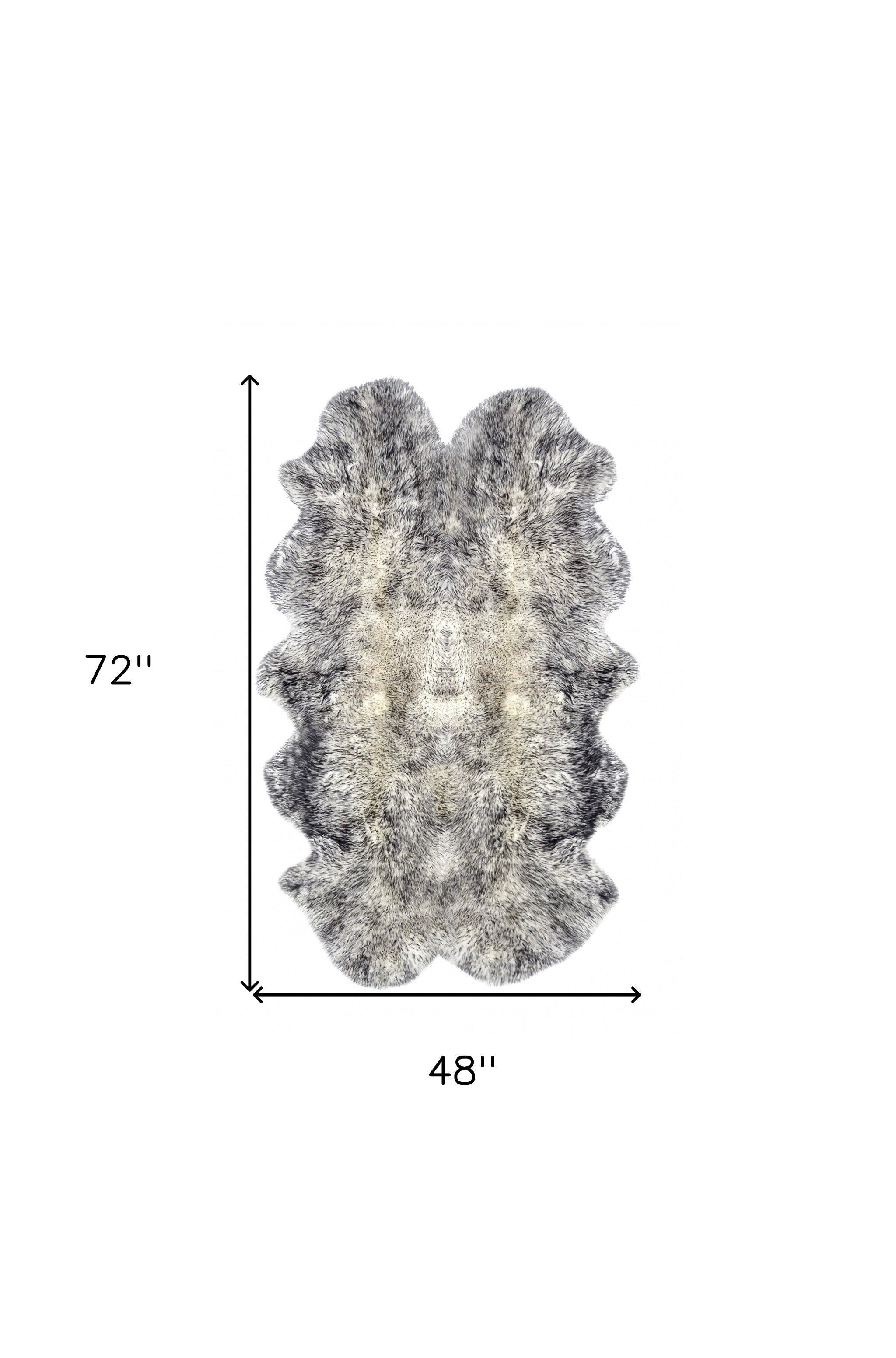 4' X 6' Gray Genuine Sheepskin Handmade Area Rug-Area Rugs-DECOROLALA