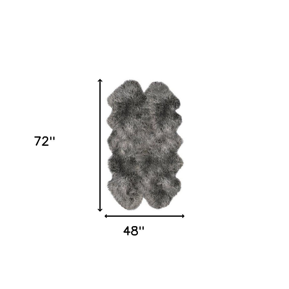 4' X 6' Gray Genuine Sheepskin Handmade Area Rug-Area Rugs-DECOROLALA