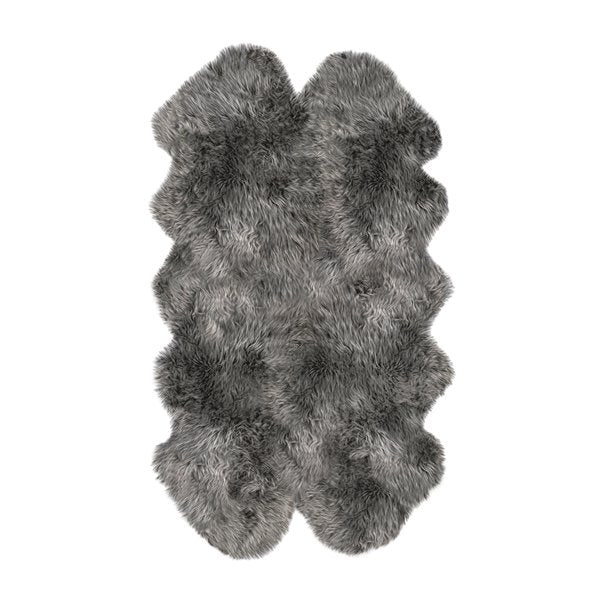 4' X 6' Gray Genuine Sheepskin Handmade Area Rug-Area Rugs-DECOROLALA