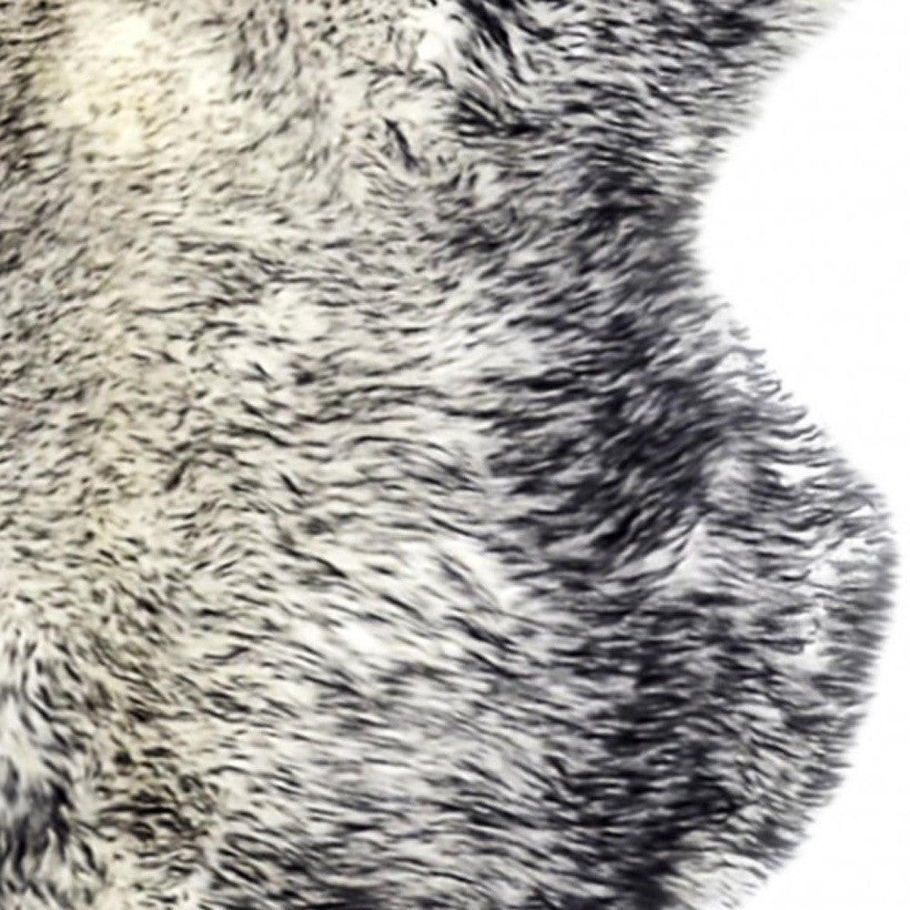 4' X 6' Gray Genuine Sheepskin Handmade Area Rug-Area Rugs-DECOROLALA