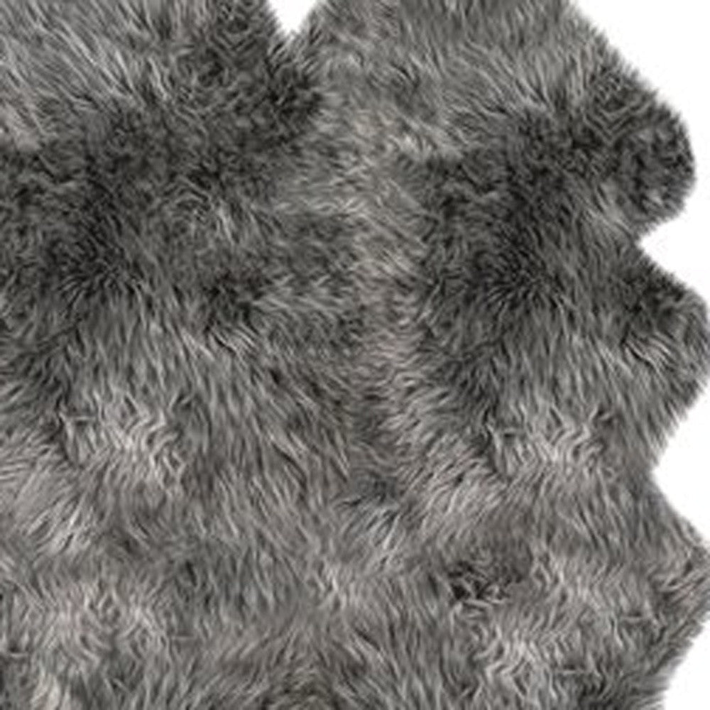 4' X 6' Gray Genuine Sheepskin Handmade Area Rug-Area Rugs-DECOROLALA