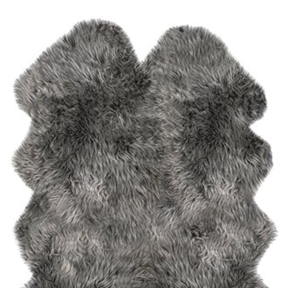 4' X 6' Gray Genuine Sheepskin Handmade Area Rug-Area Rugs-DECOROLALA