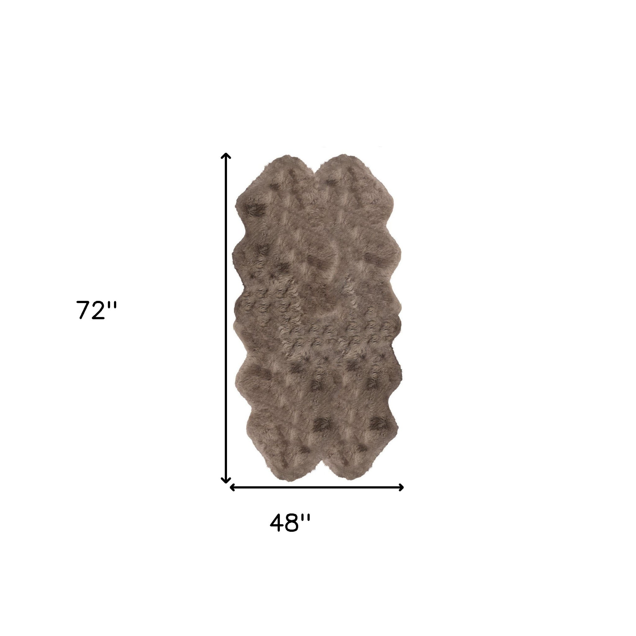 4' X 6' Gray Genuine Sheepskin Handmade Area Rug-Area Rugs-DECOROLALA