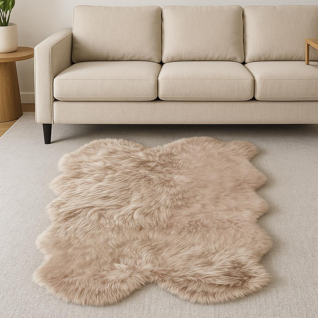 4' X 6' Gray Genuine Sheepskin Handmade Area Rug-Area Rugs-DECOROLALA