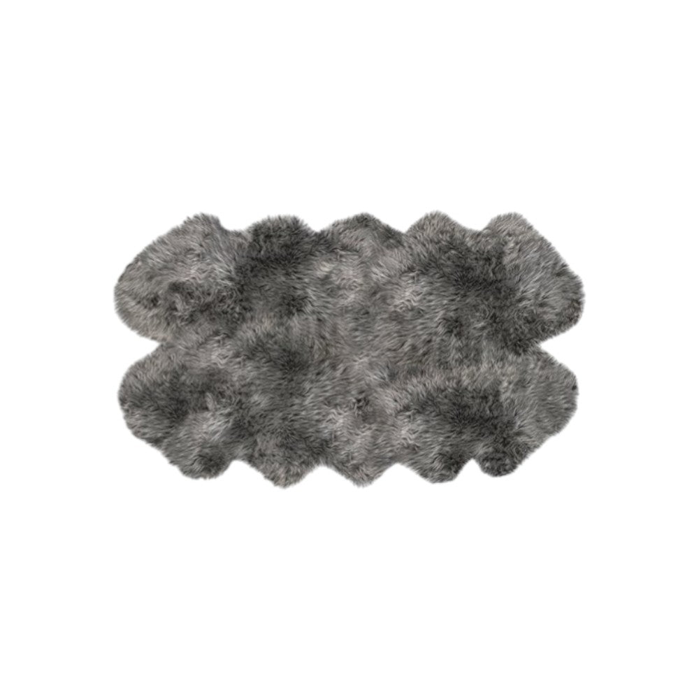 4' X 6' Gray Genuine Sheepskin Handmade Area Rug-Area Rugs-DECOROLALA