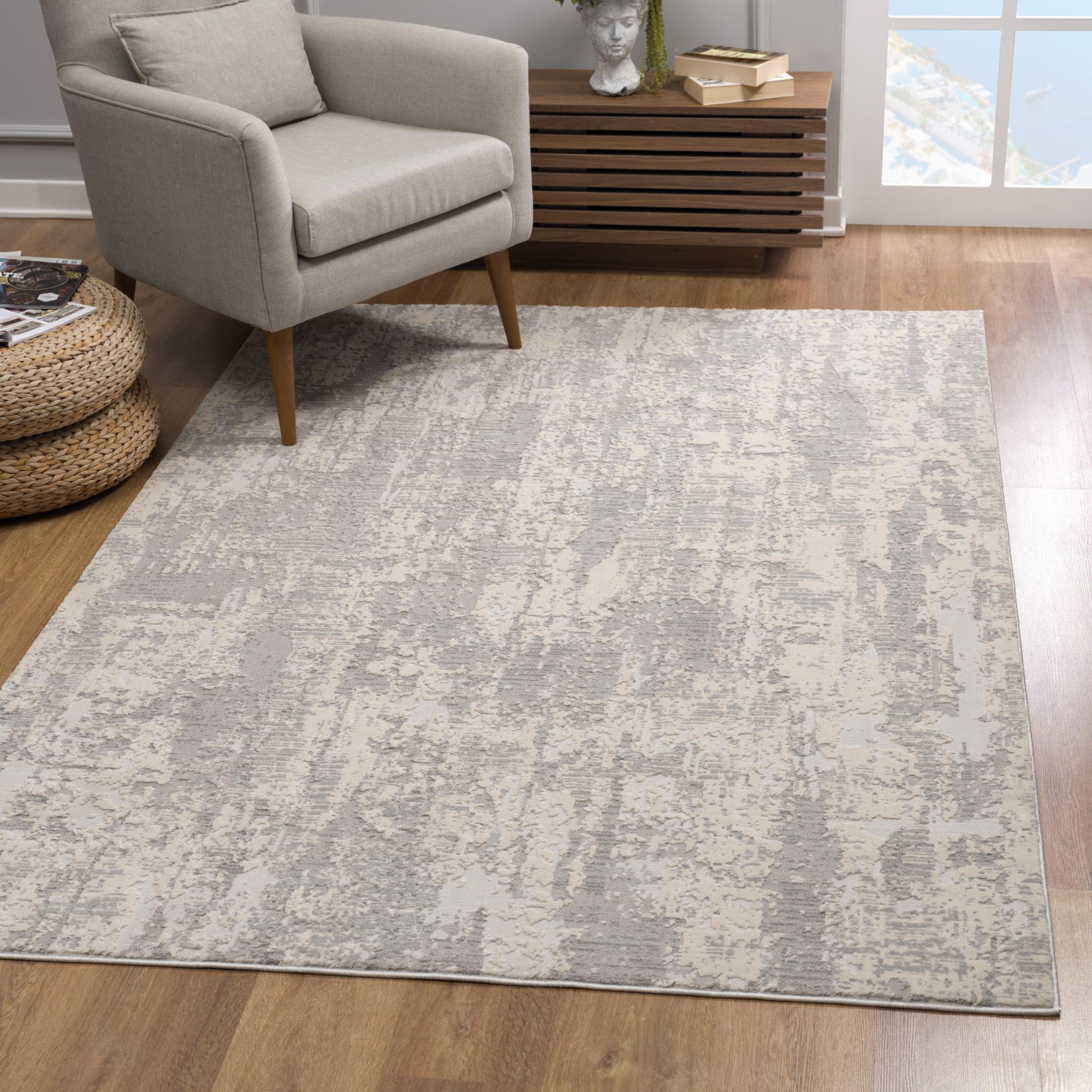 4' X 6' Gray Metro Modern Abstract Area Rug-Area Rugs-DECOROLALA