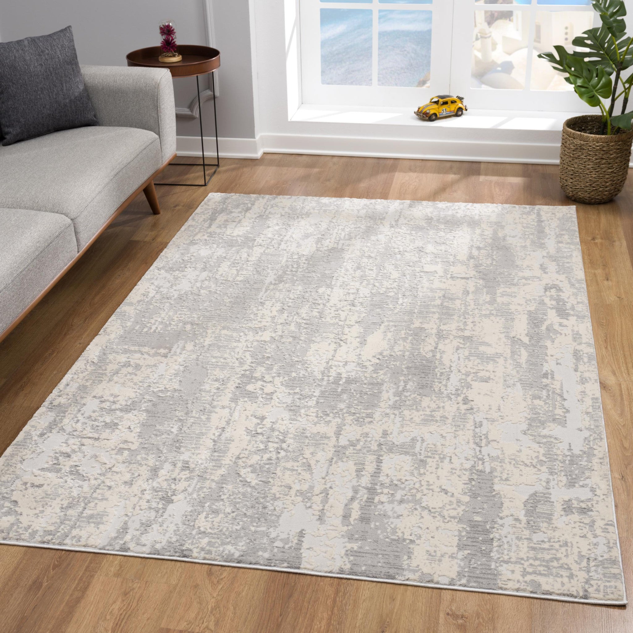 4' X 6' Gray Metro Modern Abstract Area Rug-Area Rugs-DECOROLALA