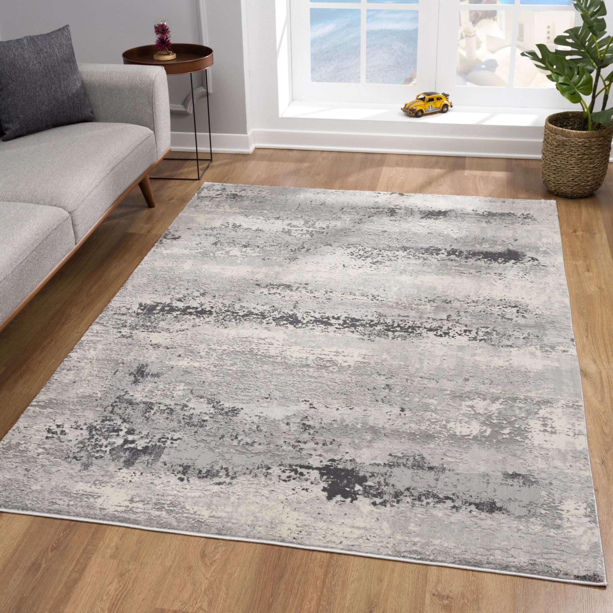 4' X 6' Gray Modern Abstract Area Rug-Area Rugs-DECOROLALA