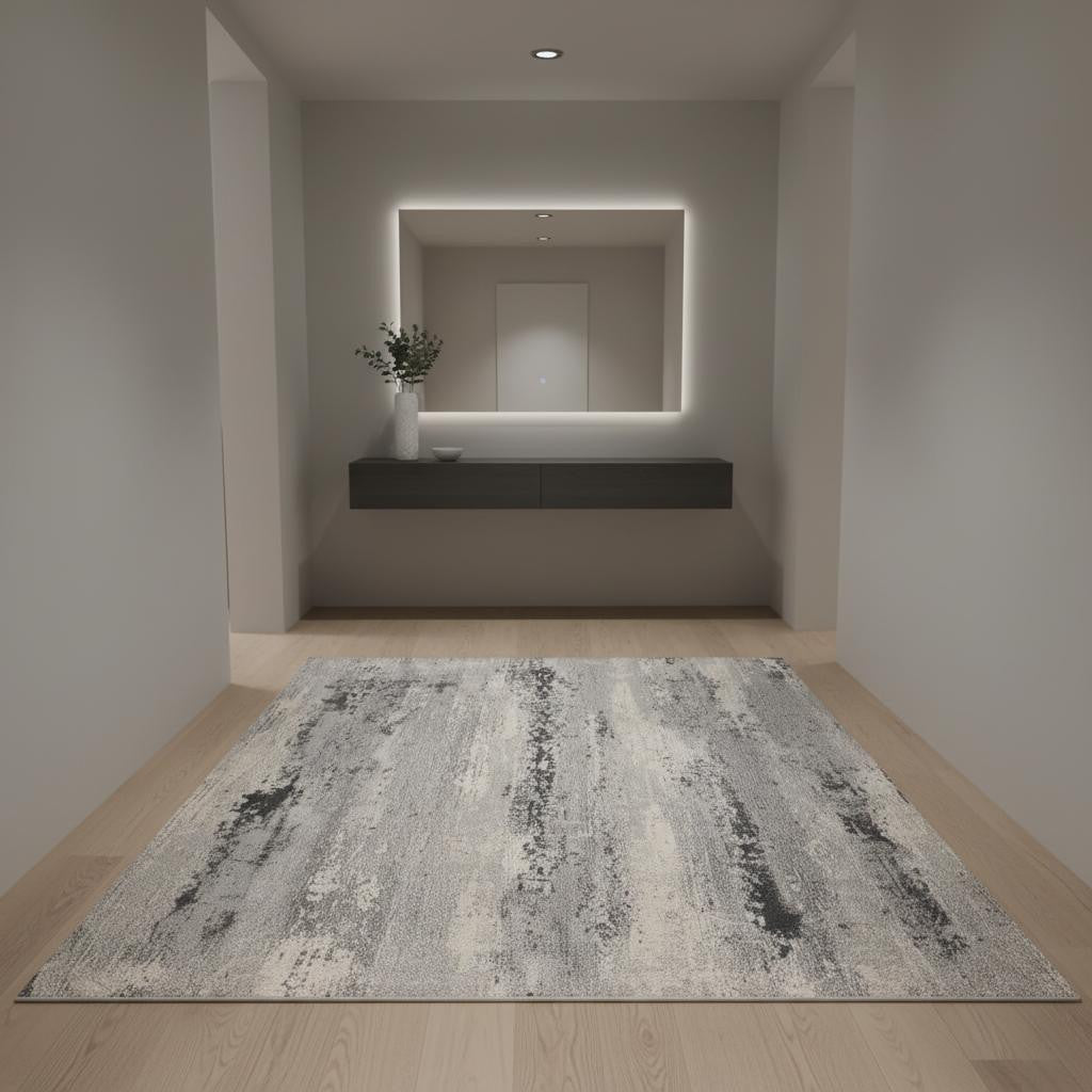 4' X 6' Gray Modern Abstract Area Rug-Area Rugs-DECOROLALA