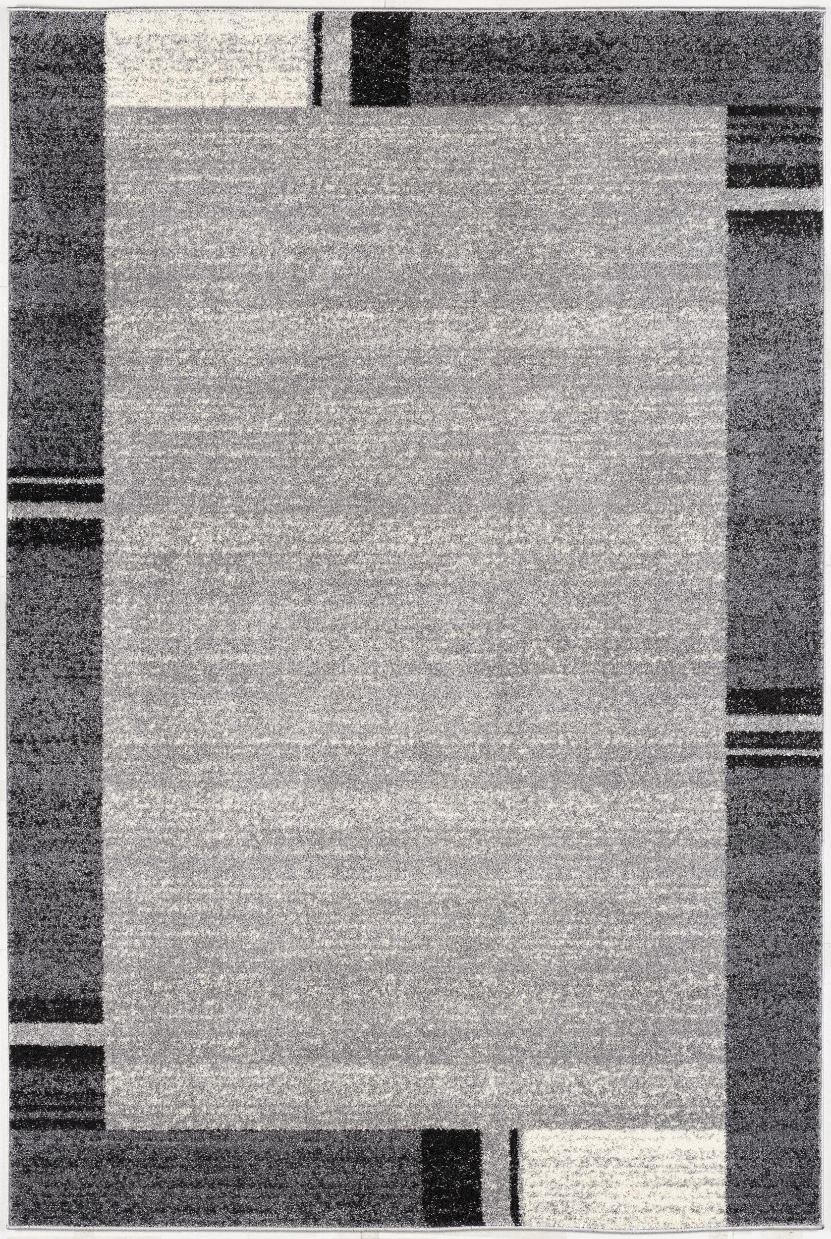 4' X 6' Gray Modern Bordered Area Rug-Area Rugs-DECOROLALA
