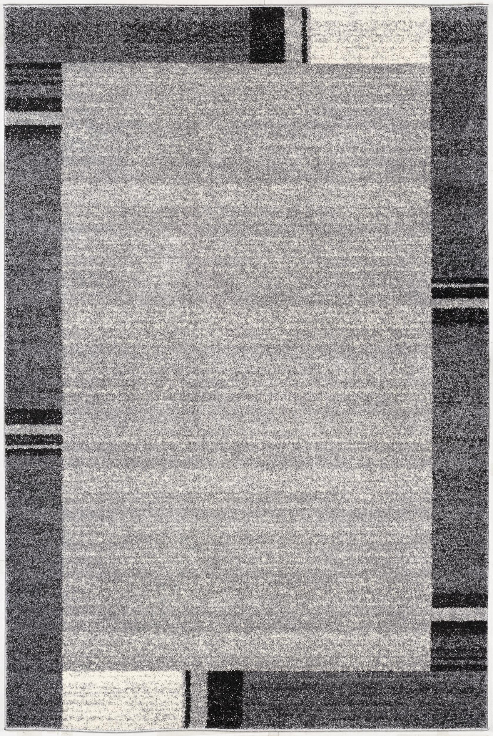 4' X 6' Gray Modern Bordered Area Rug-Area Rugs-DECOROLALA