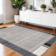 4' X 6' Gray Modern Bordered Area Rug-Area Rugs-DECOROLALA