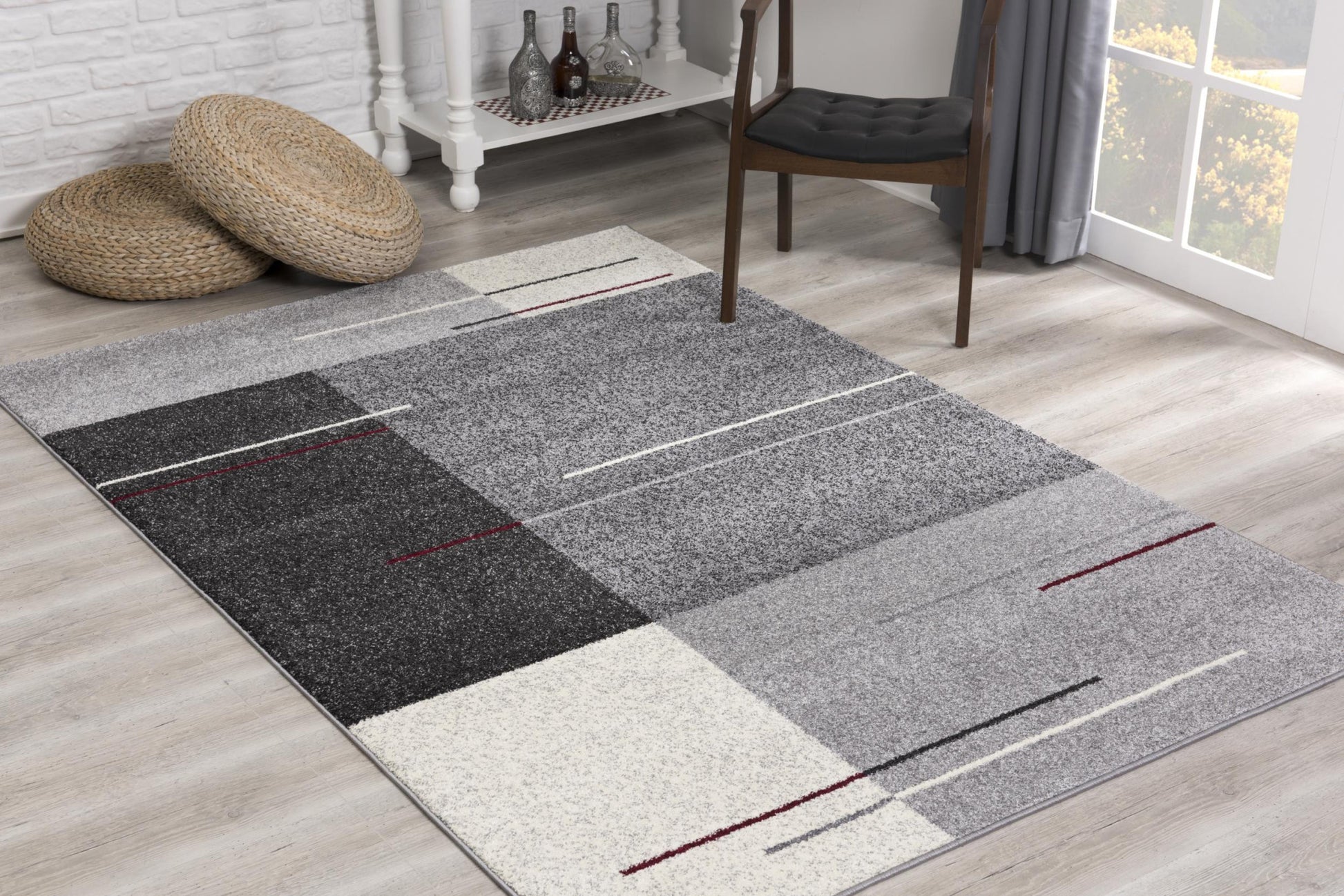 4' X 6' Gray Modern Geometric Area Rug-Area Rugs-DECOROLALA