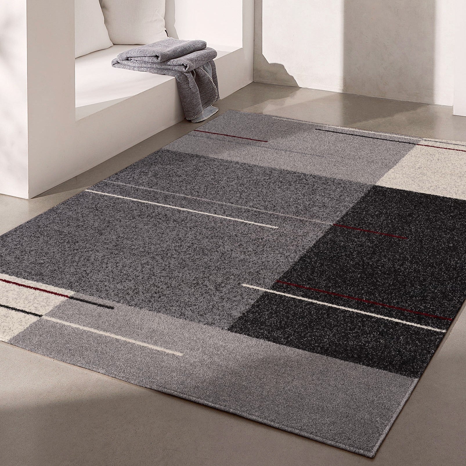 4' X 6' Gray Modern Geometric Area Rug-Area Rugs-DECOROLALA