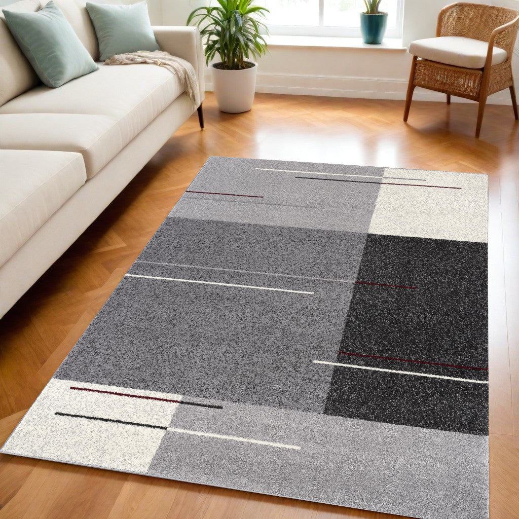 4' X 6' Gray Modern Geometric Area Rug-Area Rugs-DECOROLALA