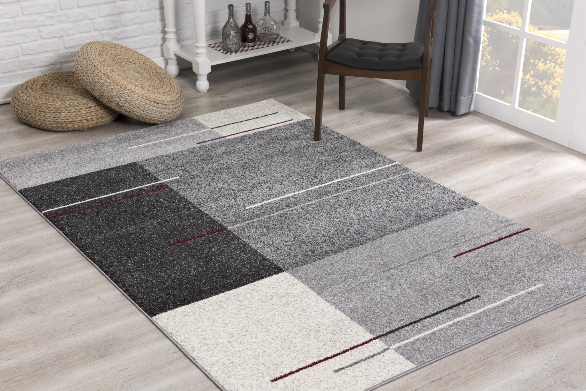 4' X 6' Gray Modern Geometric Area Rug-Area Rugs-DECOROLALA