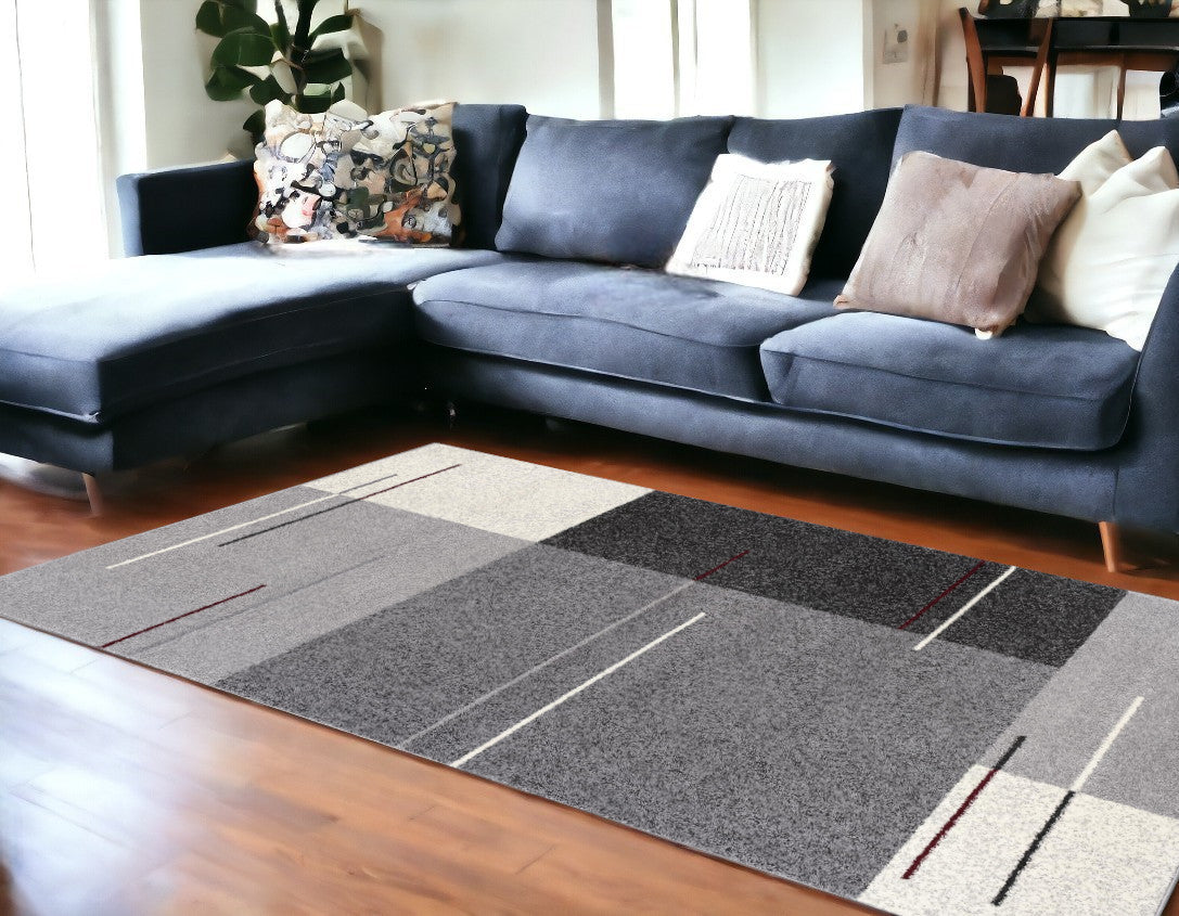 4' X 6' Gray Modern Geometric Area Rug-Area Rugs-DECOROLALA