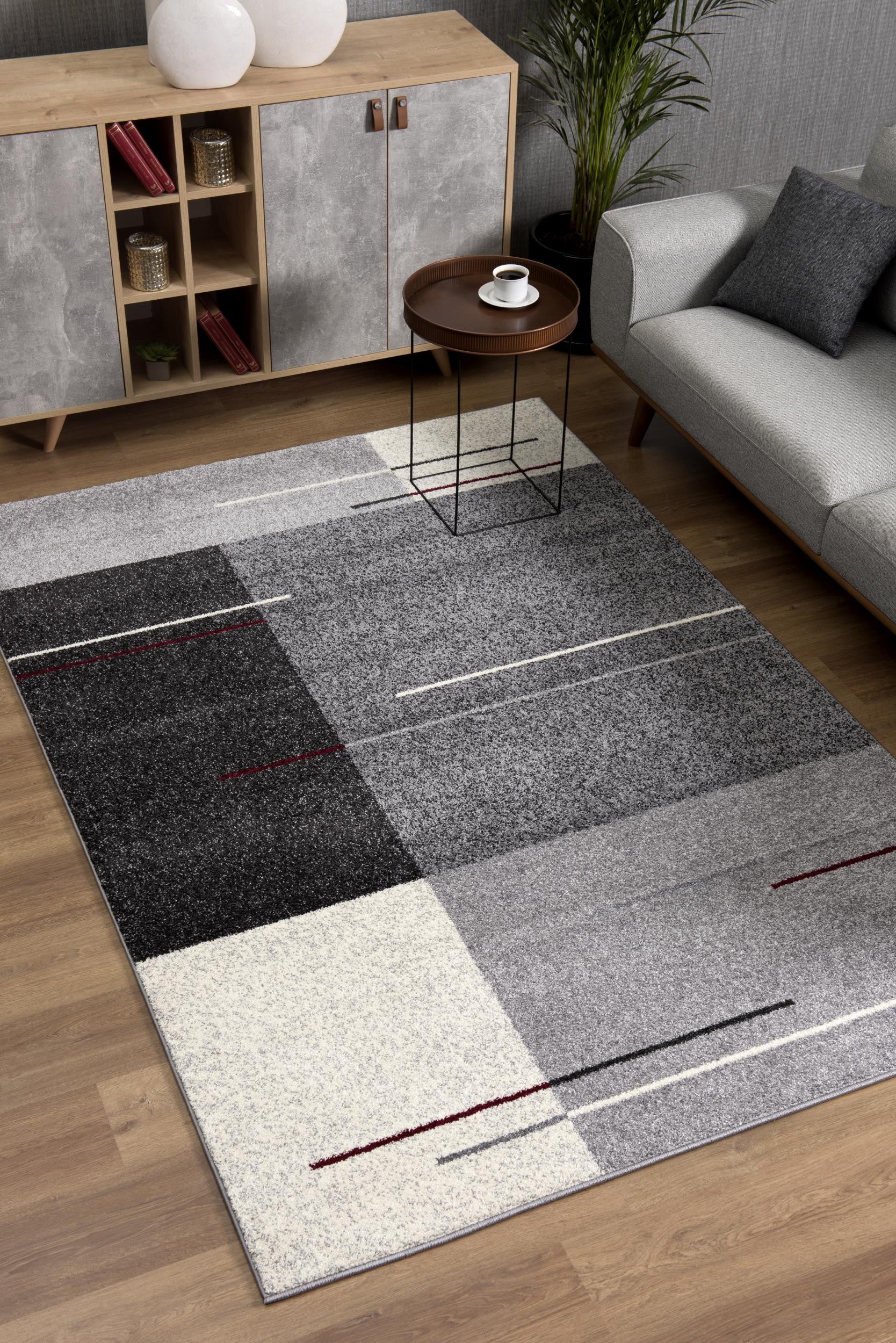 4' X 6' Gray Modern Geometric Area Rug-Area Rugs-DECOROLALA