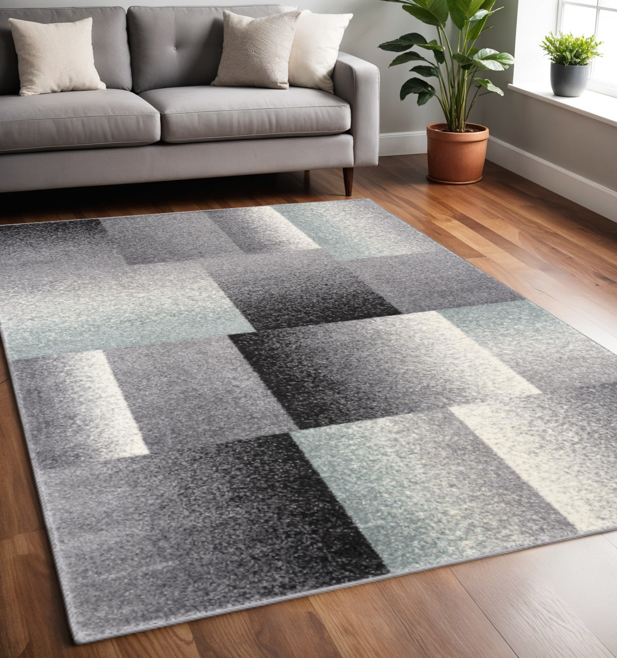 4' X 6' Gray Modern Geometric Area Rug-Area Rugs-DECOROLALA