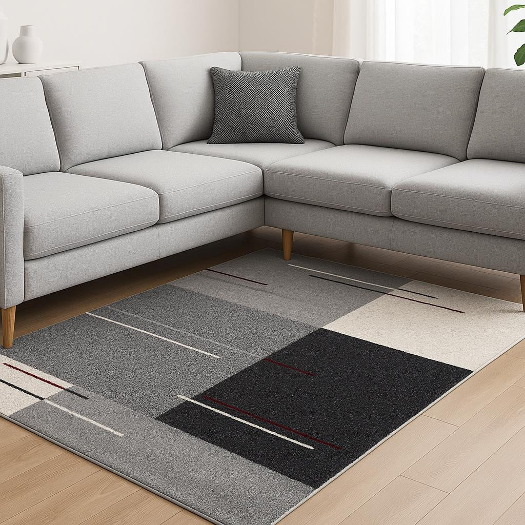 4' X 6' Gray Modern Geometric Area Rug-Area Rugs-DECOROLALA