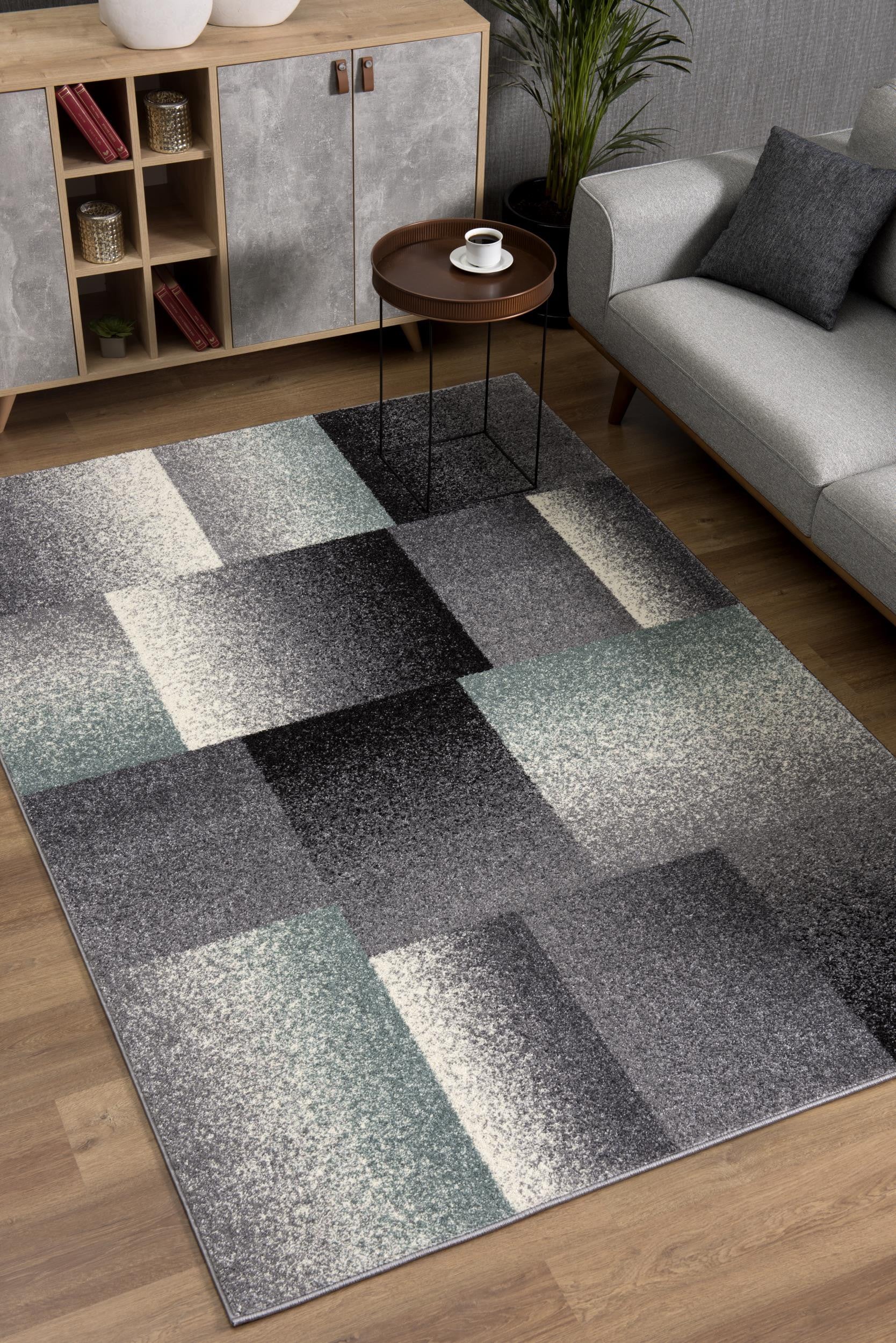 4' X 6' Gray Modern Geometric Area Rug-Area Rugs-DECOROLALA