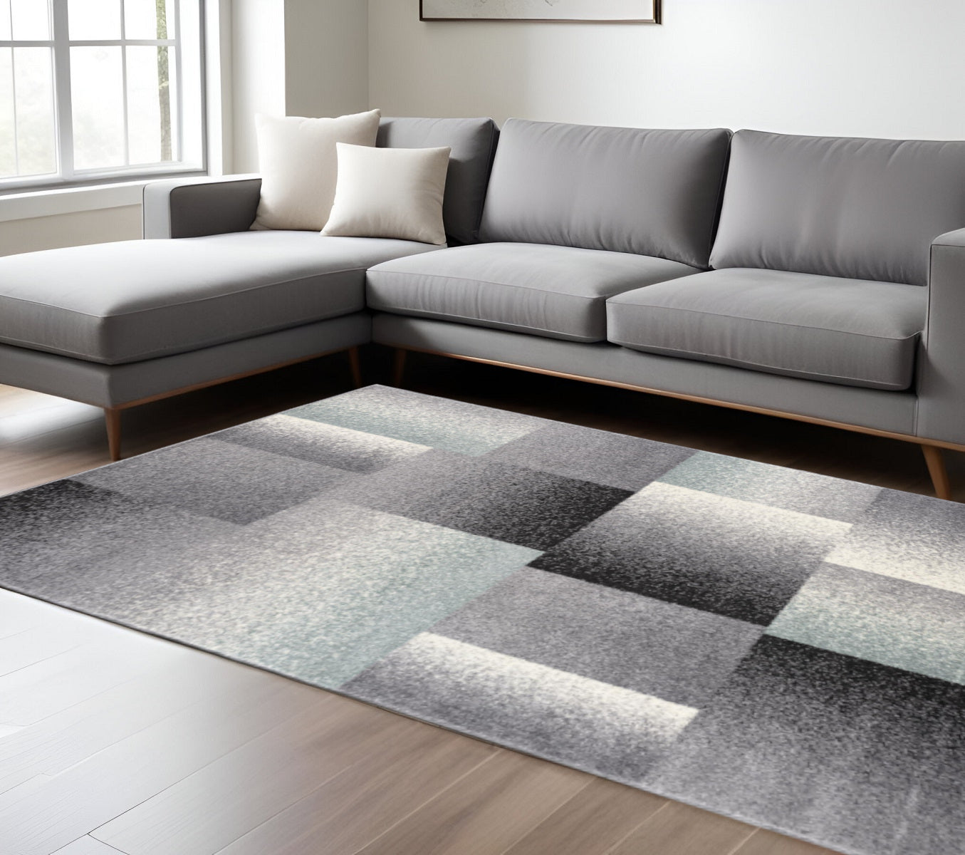 4' X 6' Gray Modern Geometric Area Rug-Area Rugs-DECOROLALA