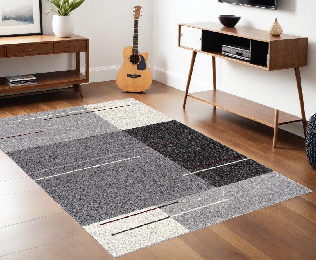 4' X 6' Gray Modern Geometric Area Rug-Area Rugs-DECOROLALA
