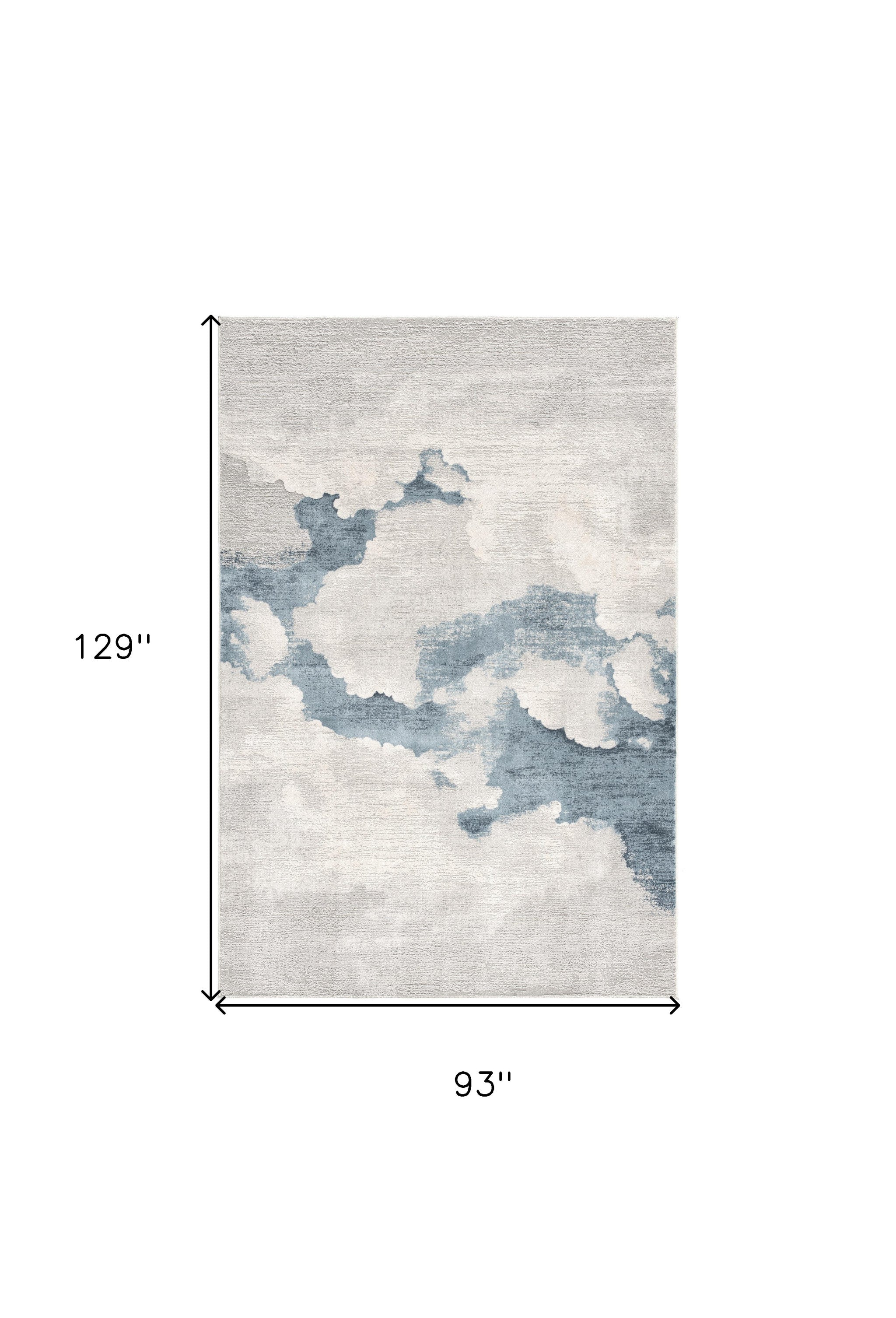 4' X 6' Gray and Blue Abstract Power Loom Area Rug-Area Rugs-DECOROLALA