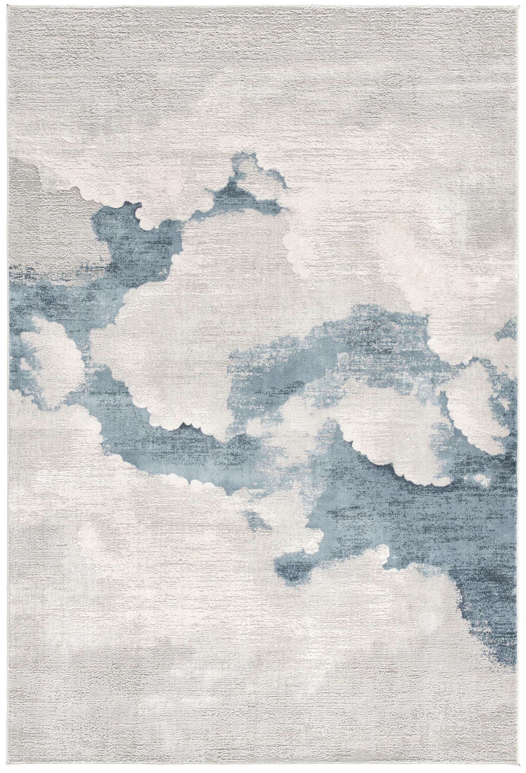 4' X 6' Gray and Blue Abstract Power Loom Area Rug-Area Rugs-DECOROLALA