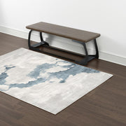 4' X 6' Gray and Blue Abstract Power Loom Area Rug-Area Rugs-DECOROLALA