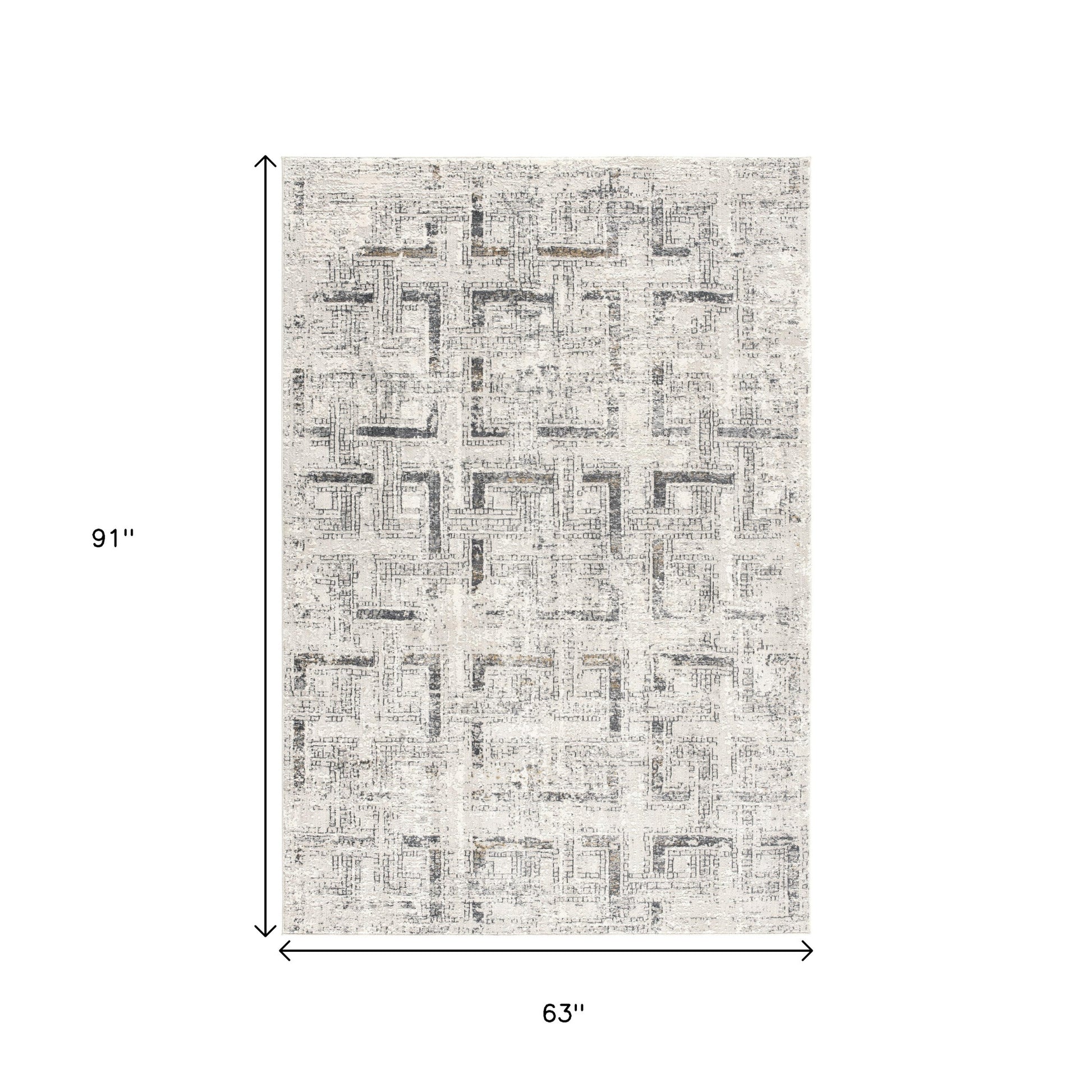 4' X 6' Gray and Ivory Abstract Power Loom Area Rug-Area Rugs-DECOROLALA