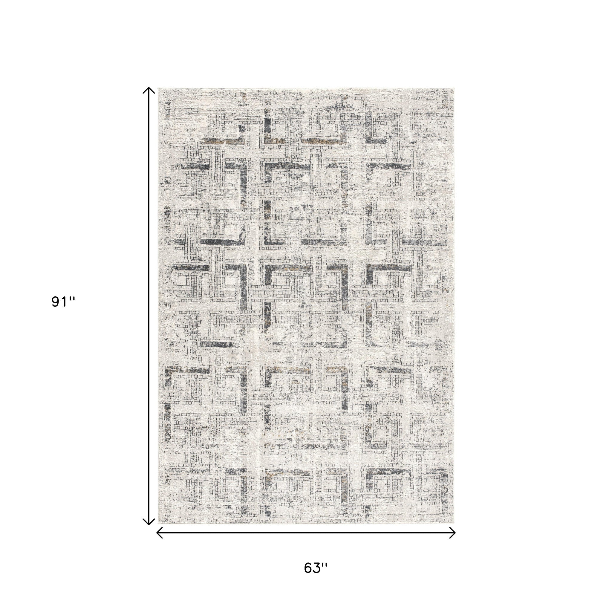 4' X 6' Gray and Ivory Abstract Power Loom Area Rug-Area Rugs-DECOROLALA