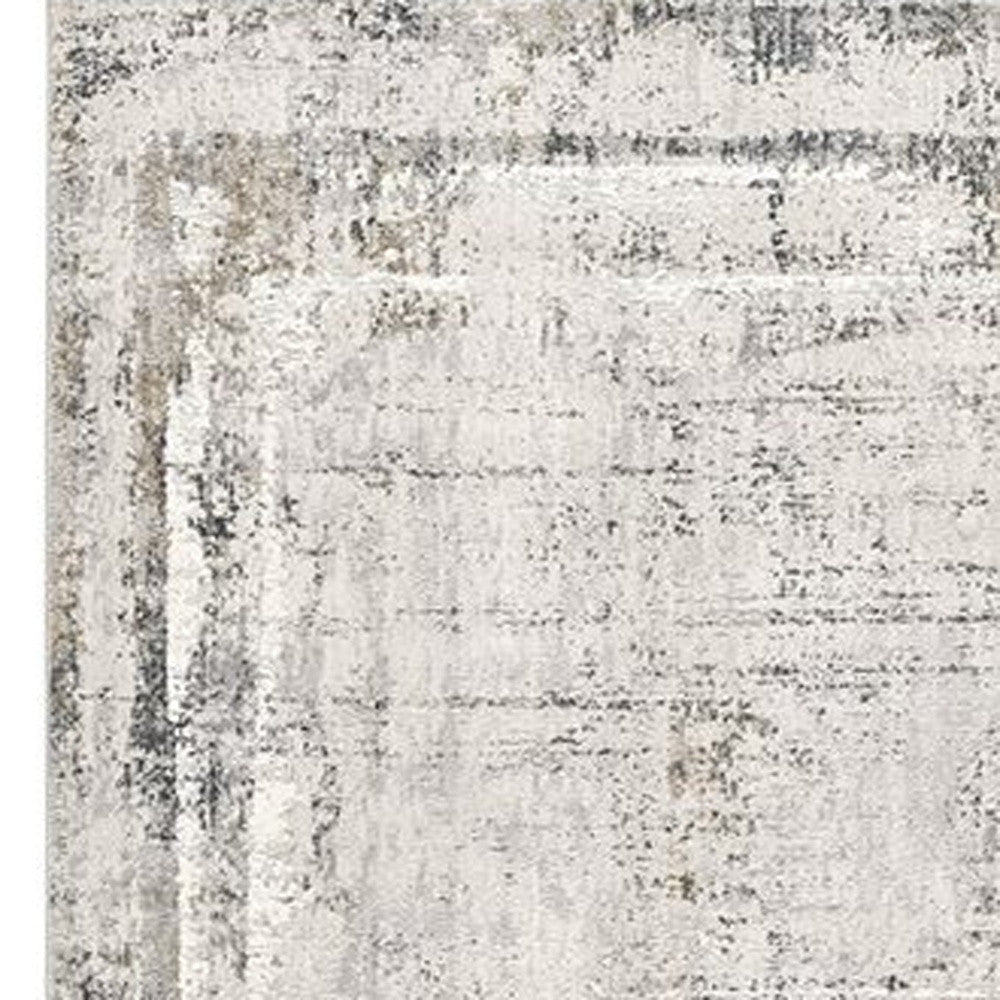 4' X 6' Gray and Ivory Abstract Power Loom Area Rug-Area Rugs-DECOROLALA
