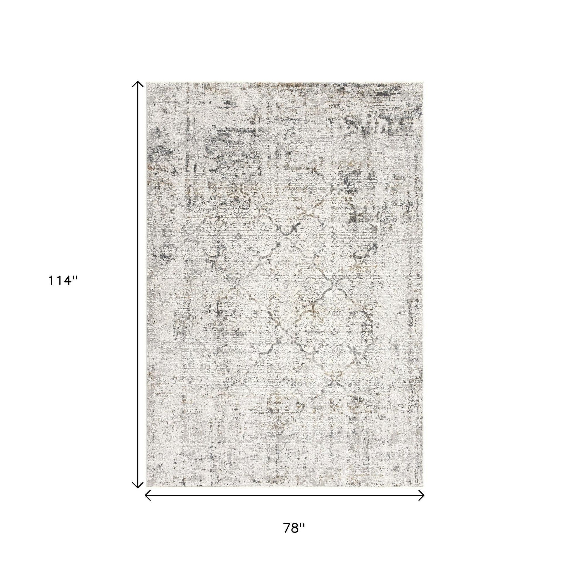 4' X 6' Gray and Ivory Abstract Power Loom Area Rug-Area Rugs-DECOROLALA