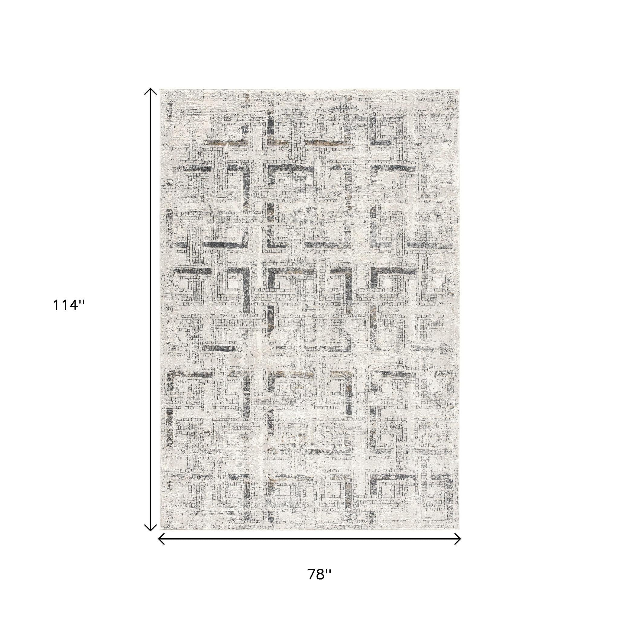 4' X 6' Gray and Ivory Abstract Power Loom Area Rug-Area Rugs-DECOROLALA