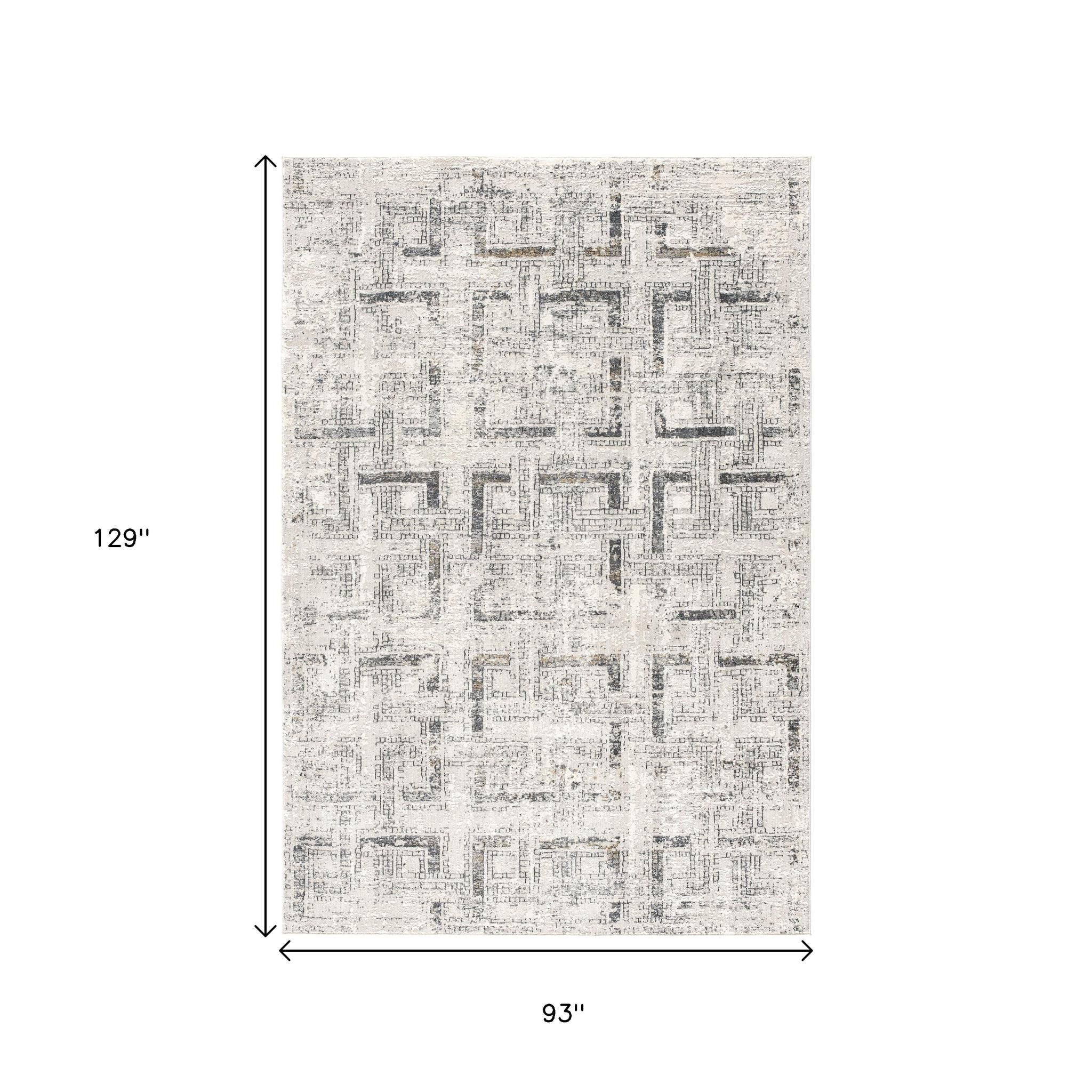 4' X 6' Gray and Ivory Abstract Power Loom Area Rug-Area Rugs-DECOROLALA