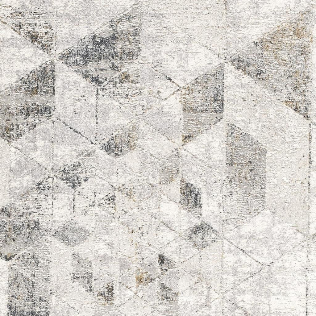 4' X 6' Gray and Ivory Abstract Power Loom Area Rug-Area Rugs-DECOROLALA