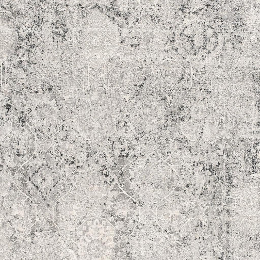 4' X 6' Gray and Ivory Abstract Power Loom Area Rug-Area Rugs-DECOROLALA