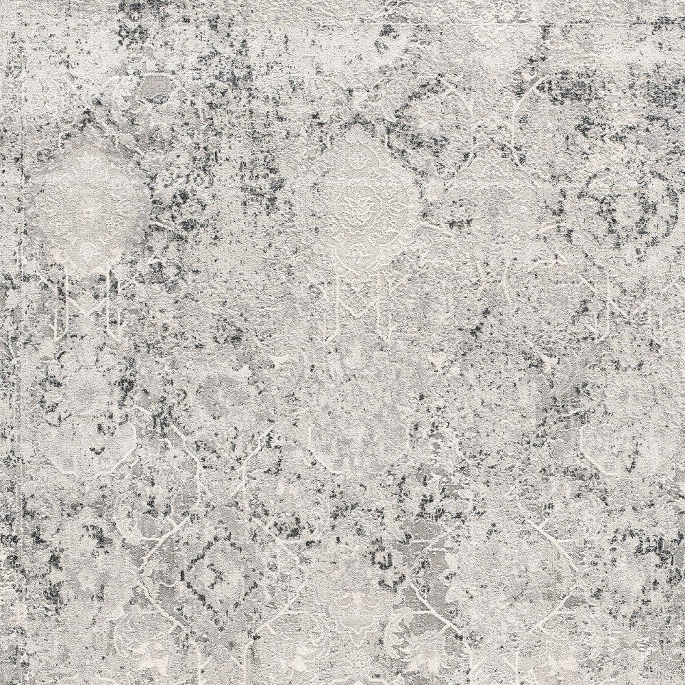 4' X 6' Gray and Ivory Abstract Power Loom Area Rug-Area Rugs-DECOROLALA