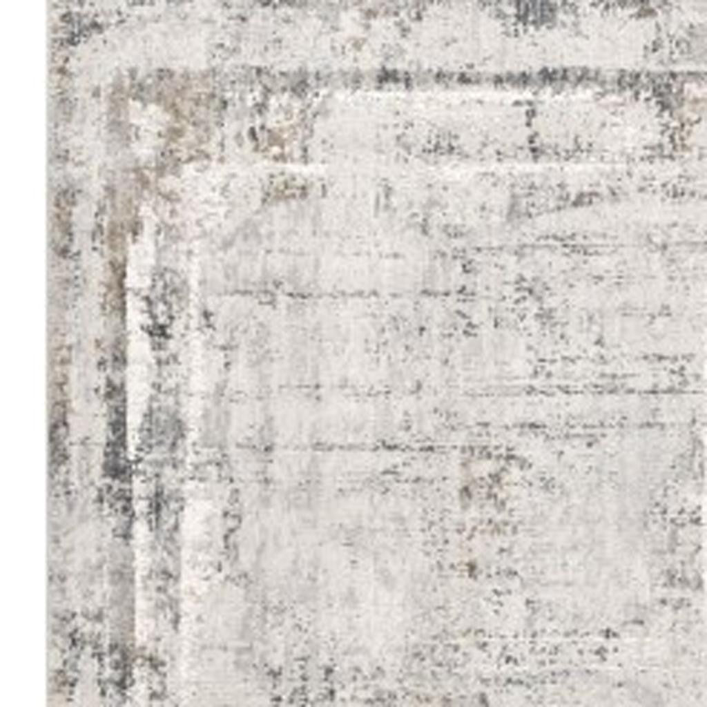 4' X 6' Gray and Ivory Abstract Power Loom Area Rug-Area Rugs-DECOROLALA