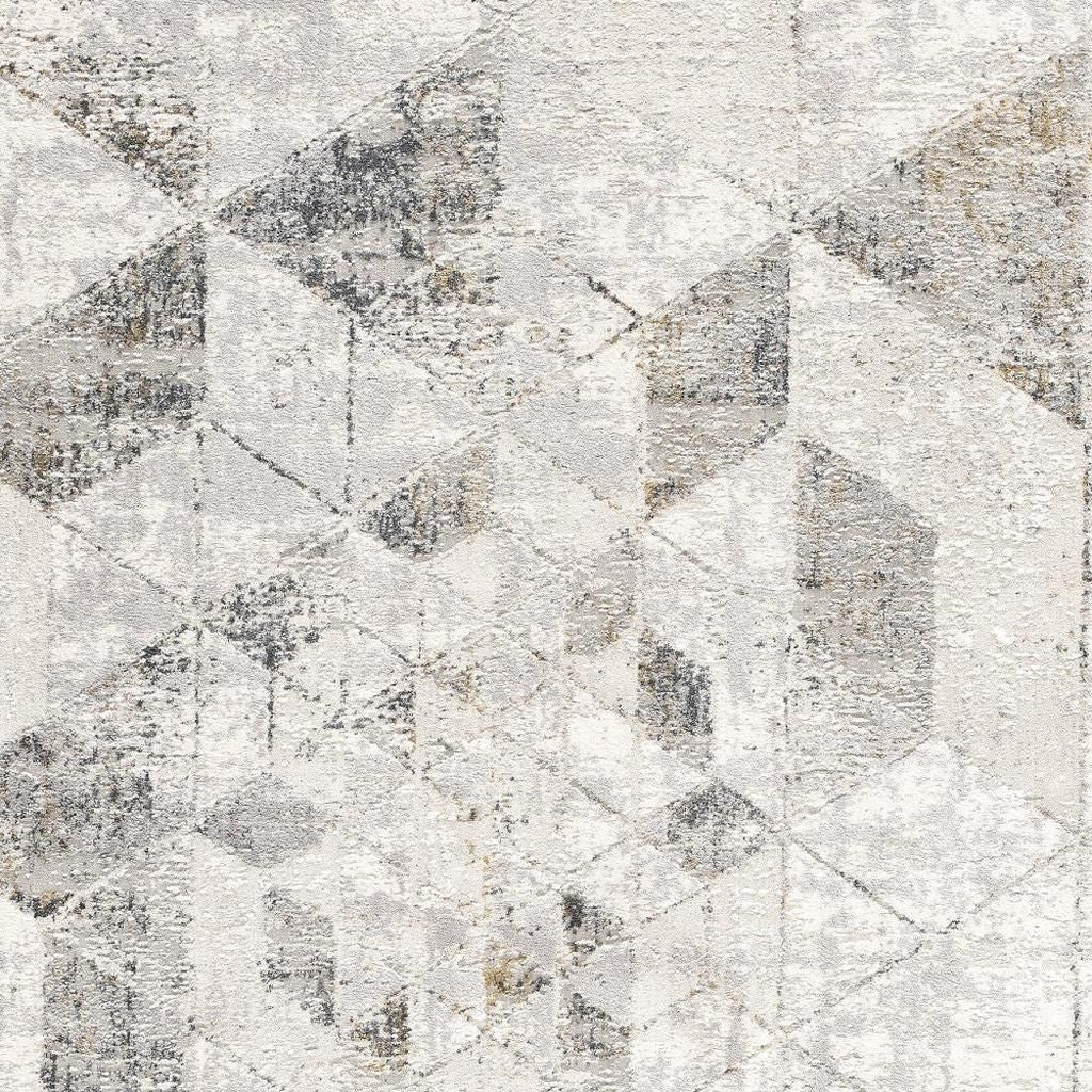 4' X 6' Gray and Ivory Abstract Power Loom Area Rug-Area Rugs-DECOROLALA