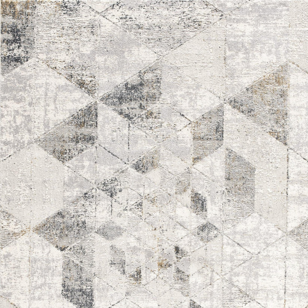 4' X 6' Gray and Ivory Abstract Power Loom Area Rug-Area Rugs-DECOROLALA