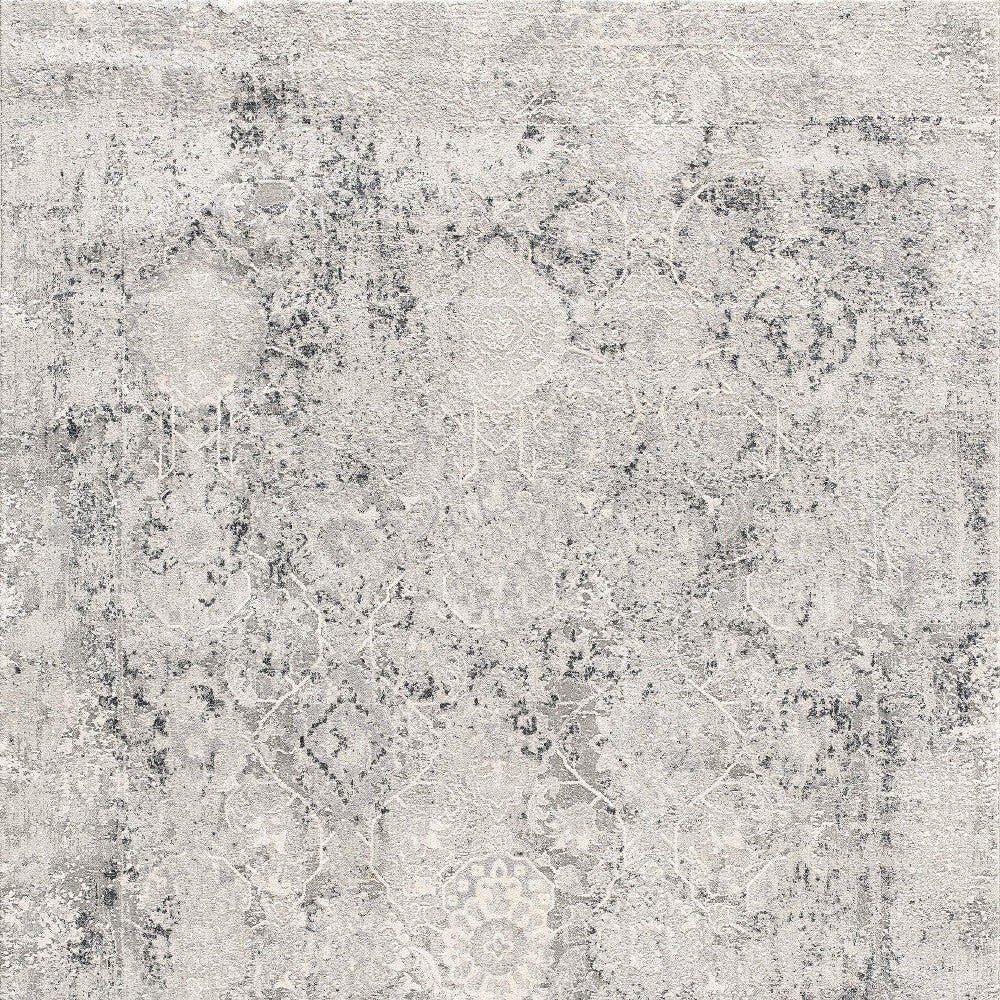 4' X 6' Gray and Ivory Abstract Power Loom Area Rug-Area Rugs-DECOROLALA