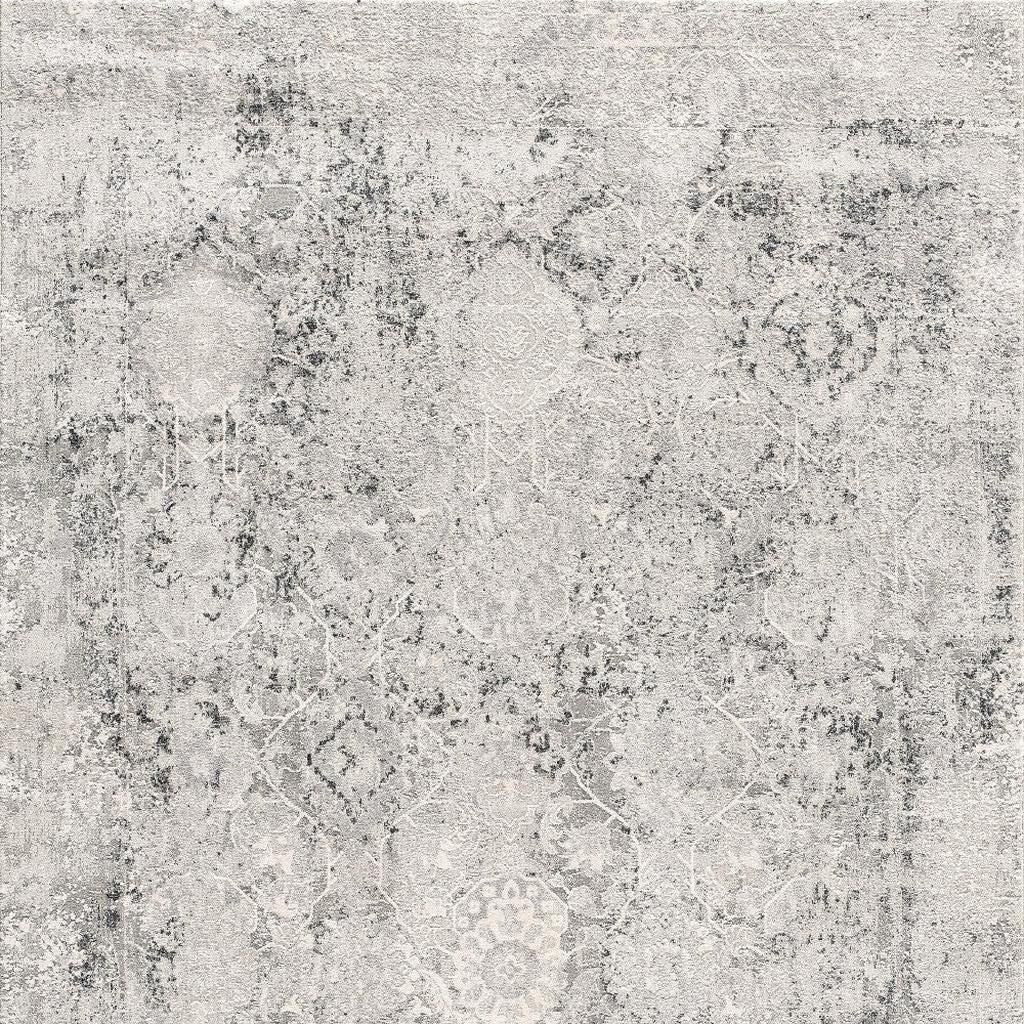 4' X 6' Gray and Ivory Abstract Power Loom Area Rug-Area Rugs-DECOROLALA