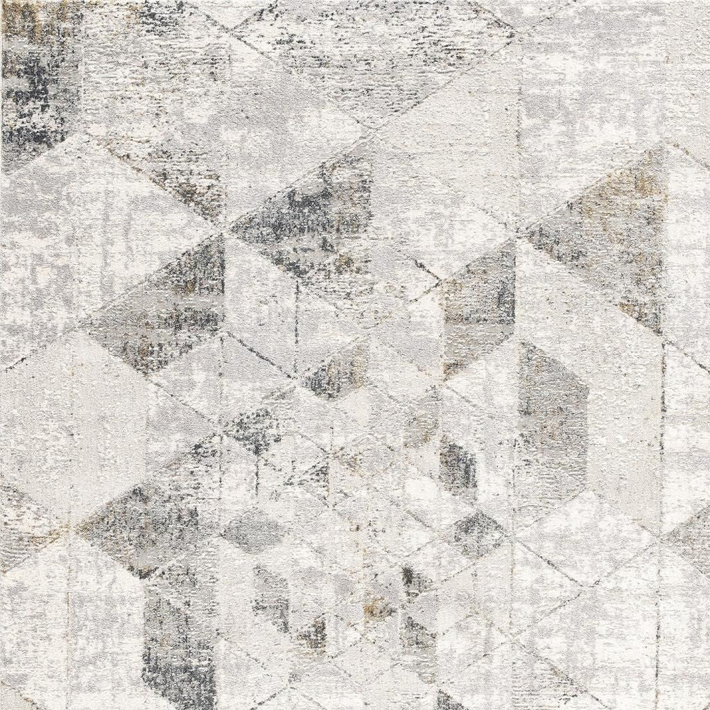 4' X 6' Gray and Ivory Abstract Power Loom Area Rug-Area Rugs-DECOROLALA